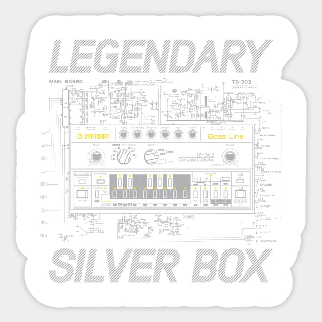 TB-303 / Legendary Silver Box / Gray Sticker by Synthshirt